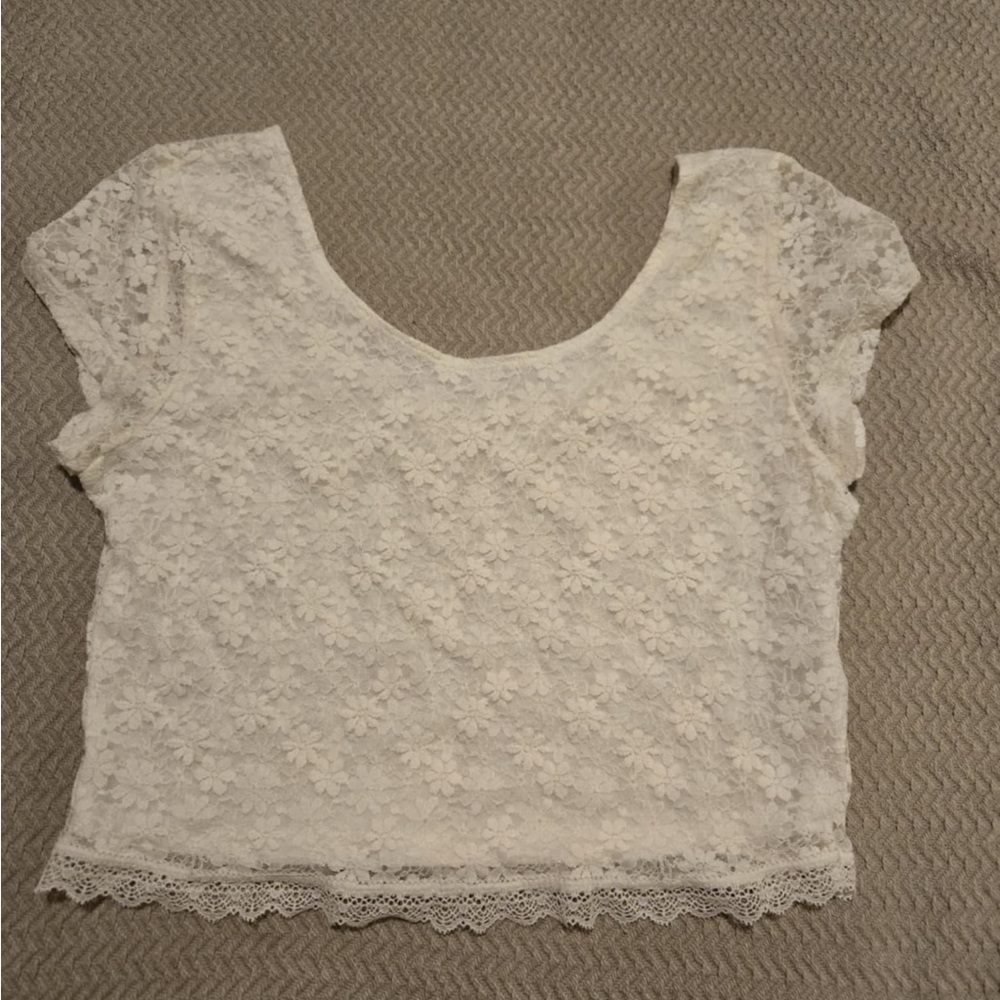 White Floral Crop Top